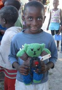 Recipient of Mother Bear teddy bear in Namibia
